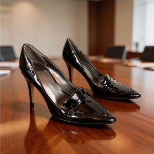 VIA SPIGA WOMENS PATENT LEATHER HEELS BLACK SIZE 8M